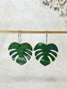 Kolczyki Liść  Monstery z Polymer Clay i Hipoalergicznej Stali Szlache